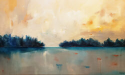 36"h x 60"w Sunset Over The Water